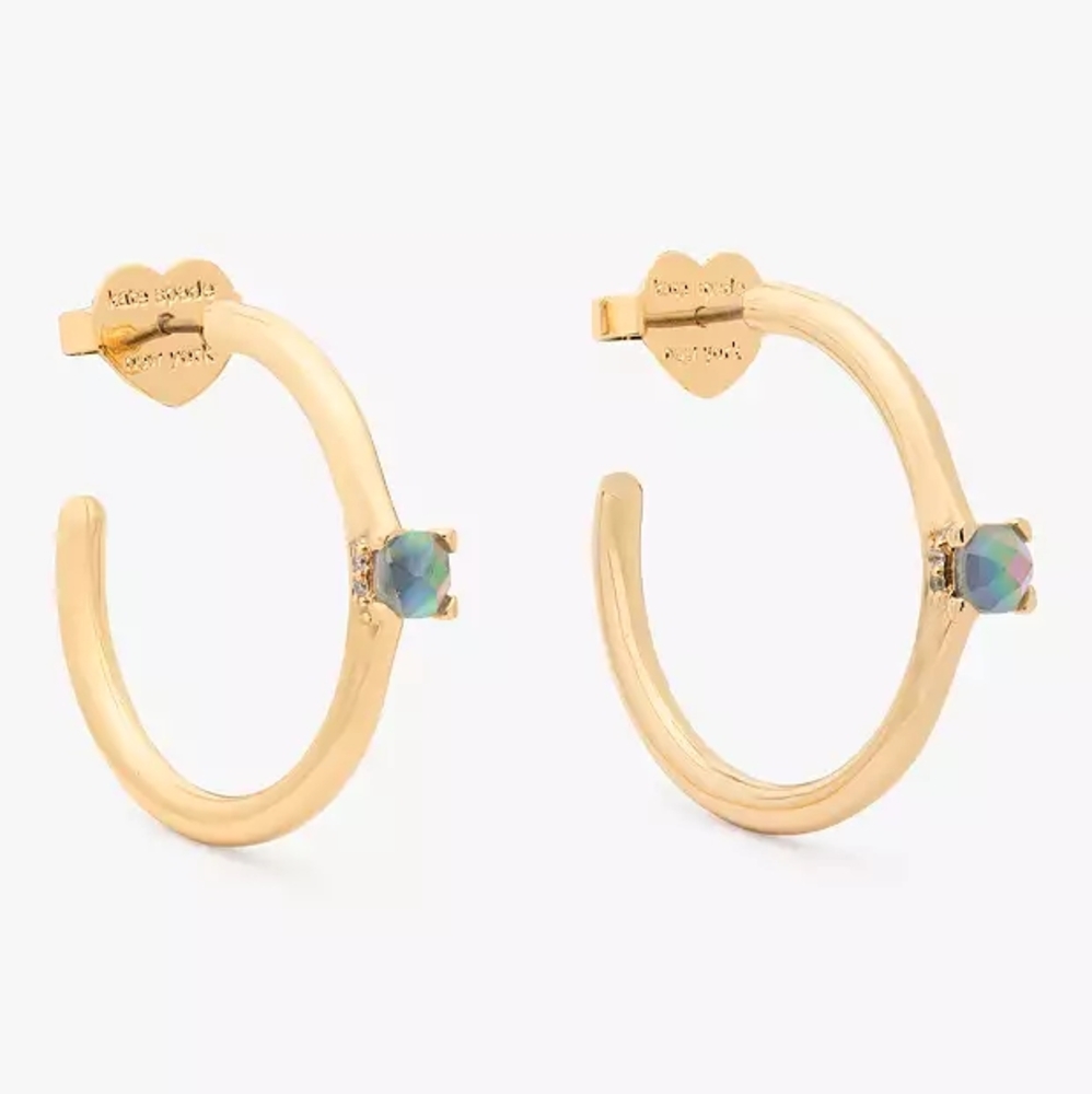 *Sold Kate Spade Gold Hoop Earrings with Iridescent Stone